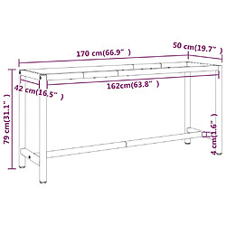 vidaXL Cadre de banc de travail Noir et rouge mat 170x50x79 cm Métal pas cher