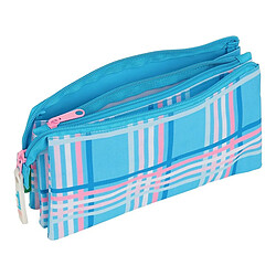 Trousse Fourre-Tout Triple Benetton Tartan Bleu Multicouleur (22 x 12 x 3 cm)