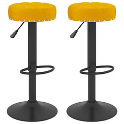 vidaXL Tabourets de bar lot de 2 Jaune moutarde Velours