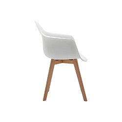 Acheter Vente-Unique Lot de 6 chaises avec accoudoirs VIXI - Polypropylène et Hêtre - Blanc