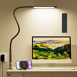 Vendos85 Lampe de Bureau à Pince 12W avec 2 port USB noir