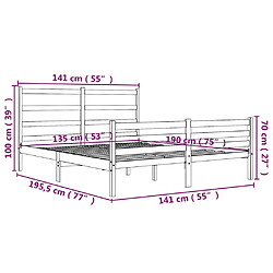 vidaXL Cadre de lit sans matelas bois massif pas cher