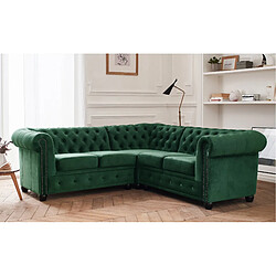 Lisa Design William - canapé Chesterfield d'angle réversible - 5 places - en velours William - canapé Chesterfield d'angle réversible - 5 places - en velours - Vert