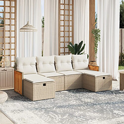 vidaXL Salon de jardin avec coussins 6 pcs beige résine tressée 