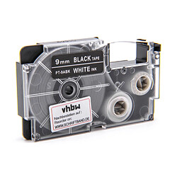 vhbw Cartouche cassette à ruban 9mm pour Casio CW-L300, KL-100E, KL-120, KL-1500, KL-200E, KL-300, KL-60, KL-7000, KL-70E comme XR-9ABK, XR-9ABK1.