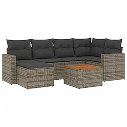 vidaXL Salon de jardin avec coussins 7 pcs gris résine tressée