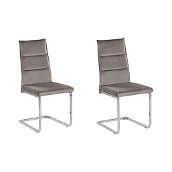 Beliani Chaise de salle à manger Chaise en porte-à-faux ROCKFORD Set de 2 Velours Gris