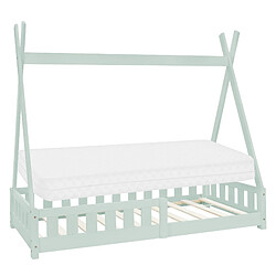 ML-Design Lit d'enfant Tipi + matelas lit avec protection antichutes bois menthe 80x160 cm