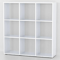 Mpc Etagère bibliothèque blanche 9 cases 104 x 108 x 29 cm (lxhxp)