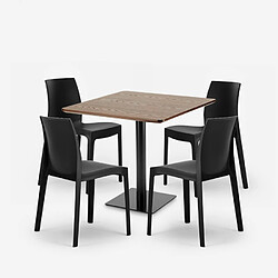 Avis Grand Soleil Ensemble 1 Table Horeca 90x90cm et 4 Chaises Empilables Restaurant Bar Cuisine Jasper - Noir