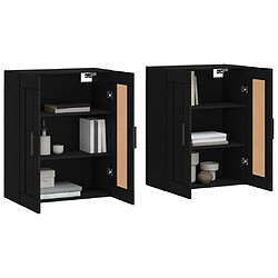 Avis Maison Chic Lot de 2 Armoires murales,Meuble de Rangement,Armoire Suspendue noir bois d'ingénierie -MN25110