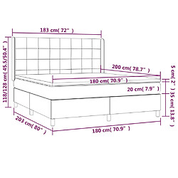 vidaXL Sommier à lattes de lit matelas LED Gris foncé 180x200 cm Tissu pas cher