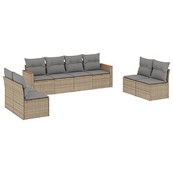 vidaXL Salon de jardin avec coussins 8pcs mélange beige résine tressée