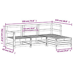 Acheter vidaXL Salon de jardin 4 pcs blanc bois de pin massif