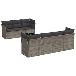 Maison Chic Salon de jardin 8 pcs avec coussins | Ensemble de Table et chaises | Mobilier d'Extérieur gris résine tressée -GKD94633