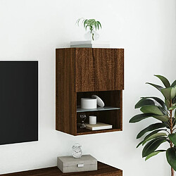 Acheter Maison Chic Meuble TV avec lumières LED, Banc TV pour salon, Meuble de rangement chêne marron 40,5x30x60 cm -GKD84487