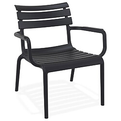 Alterego Chaise de jardin avec accoudoirs 'AROMA' noire en matière plastique