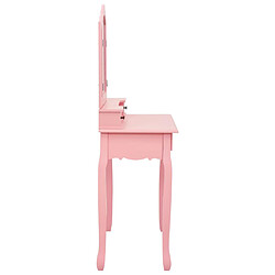 Acheter vidaXL Ensemble de coiffeuse avec tabouret Rose 80x69x141 cm Paulownia