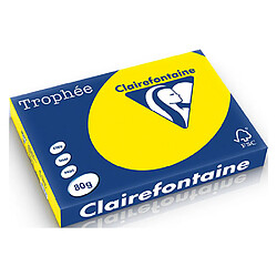 Ramette papier couleur Clairefontaine Trophée couleurs vives A3 80 gr - 500 feuilles - jaune soleil