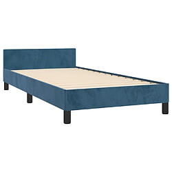 Maison Chic Cadre/structure de lit avec tête de lit pour adulte - Lit Moderne Chambre Bleu foncé 80x200 cm Velours -MN41562 pas cher