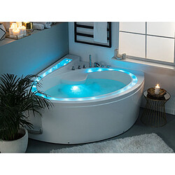 Beliani Baignoire d'angle blanche 206 x 165 cm avec LED PELICAN