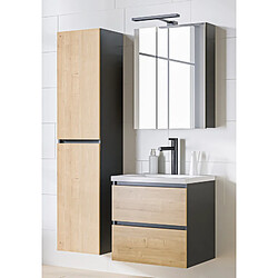 Ac-Deco Ensemble meuble vasque + Armoire miroir + Grande armoire - 60 cm - Monako Grey Oak