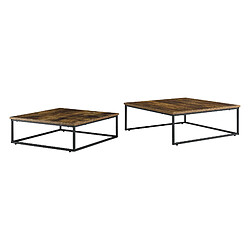 Avis Lot de 2 tables basses gigognes Haninge carrées Effet bois foncé [en.casa]