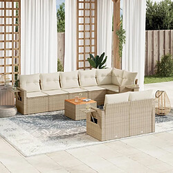 Maison Chic Salon de jardin avec coussins 9 pcs, Ensemble Tables et chaises de jardin, beige résine tressée -GKD918534