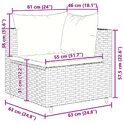 vidaXL Salon de jardin avec coussins 7 pcs marron résine tressée pas cher