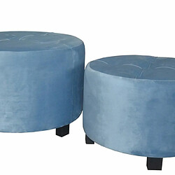 Paris Prix Lot de 3 Poufs en Velours Canaille 60cm Bleu