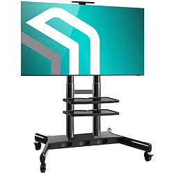 ONKRON Support TV sur Pied avec Roulettes pour 50" - 86" TVs, Support Ecran Mobile Poids de 90,9 kg, Pied TV Sur Roulette VESA 200x200 - 800x500/TV Chariot à Roulettes Hauteur Réglable TS1881-B Noir 