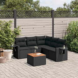 vidaXL Salon de jardin 6 pcs avec coussins noir résine tressée