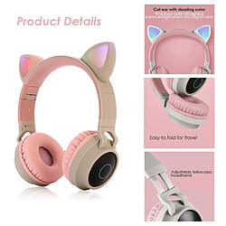 Universal Casque d'oreille LED sans fil Bluetooth compatible avec microphone Casque lumineux pour enfants Cadeau fille fille | Casque Bluetooth