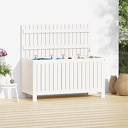 vidaXL Boîte de rangement de jardin Blanc 115x49x60 cm Bois de pin