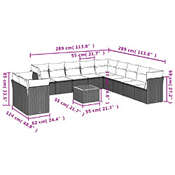 Avis Maison Chic Salon de jardin avec coussins 12 pcs | Ensemble de Table et chaises | Mobilier d'Extérieur gris résine tressée -GKD43706