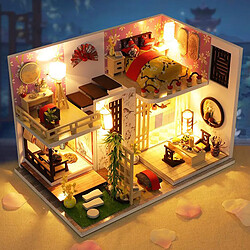 Acheter 1/24 3d BRICOLAGE En Bois Maison de Poupée Kit avec Led Lumière, Miniature Maison, mini Assemblé Maison Modèle de Bâtiment avec Housse de protection,