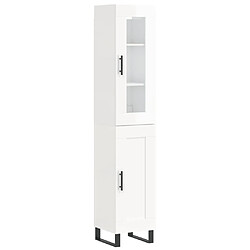 Maison Chic Buffet,Meuble de Rangement,commode pour salon,Cuisine Blanc brillant 34,5x34x180 cm Bois d'ingénierie -MN61699