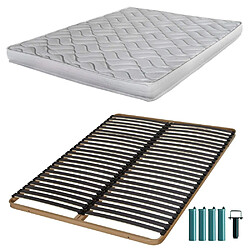 Ebac Matelas mousse + Sommier métal C224 140x190 Melissa - Hauteur 13 cm - Soutien ferme 