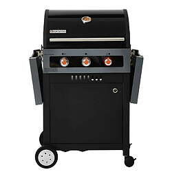 Barbecue au gaz BRASERO Boston Black 3K Turbo - 3 brûleurs dont 1 Turbo Zone, Noir pas cher