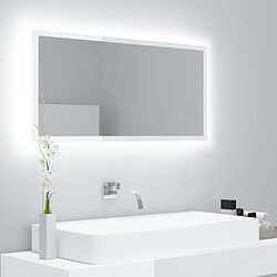 vidaXL Miroir à LED de bain Blanc brillant 90x8,5x37 cm Acrylique