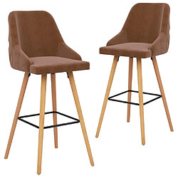 vidaXL Tabourets de bar lot de 2 marron velours