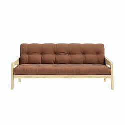 Inside 75 Canapé convertible futon GRAB pin naturel coloris brun argile couchage 130 cm.