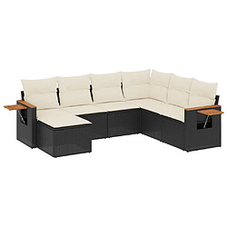 Maison Chic Ensemble Tables et chaises d'extérieur 7pcs avec coussins,Salon de jardin noir résine tressée -GKD463146