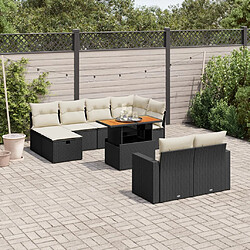 vidaXL Salon de jardin 11 pcs avec coussins noir résine tressée 