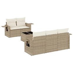 vidaXL Salon de jardin avec coussins 6 pcs beige résine tressée