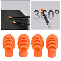 Avis 4pcs Silicone Tambour Bâton Tête Manchon Drumstick Housse En Caoutchouc Orange