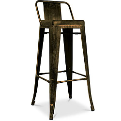 ICONIK INTERIOR Tabouret de bar avec petit dossier Stylix design industriel en Métal - 76 cm - Nouvelle édition Bronze métallisé 