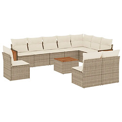 Maison Chic Salon de jardin 11 pcs avec coussins | Ensemble de Table et chaises | Mobilier d'Extérieur beige résine tressée -GKD94635