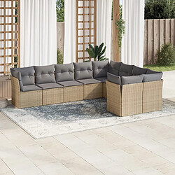 vidaXL Salon de jardin avec coussins 9 pcs beige résine tressée 