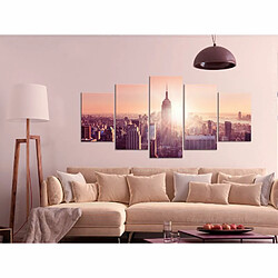 Paris Prix Tableau 5 Panneaux Sun Over Manhattan Wide Orange 100 x 200 cm